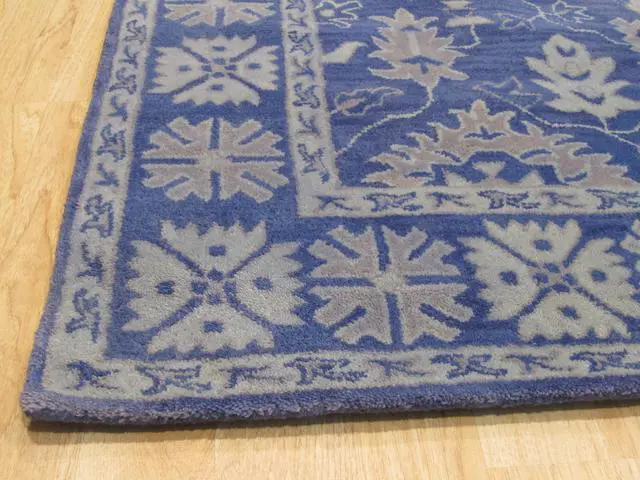 Alt view image 3 of 7 - Hand-Tufted Wool Blue Traditional Oriental Overdyed Rug, Made in India