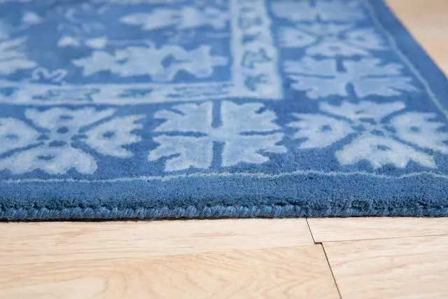 Alt view image 6 of 7 - Hand-Tufted Wool Blue Traditional Oriental Overdyed Rug, Made in India