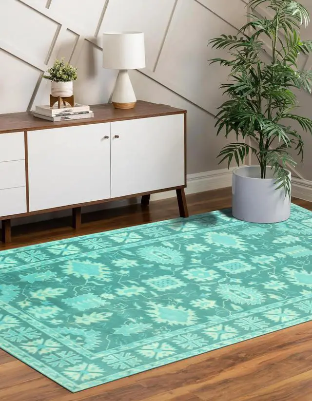 Main image of Hand-Tufted Wool Green Traditional Oriental Overdyed Rug, Made in India