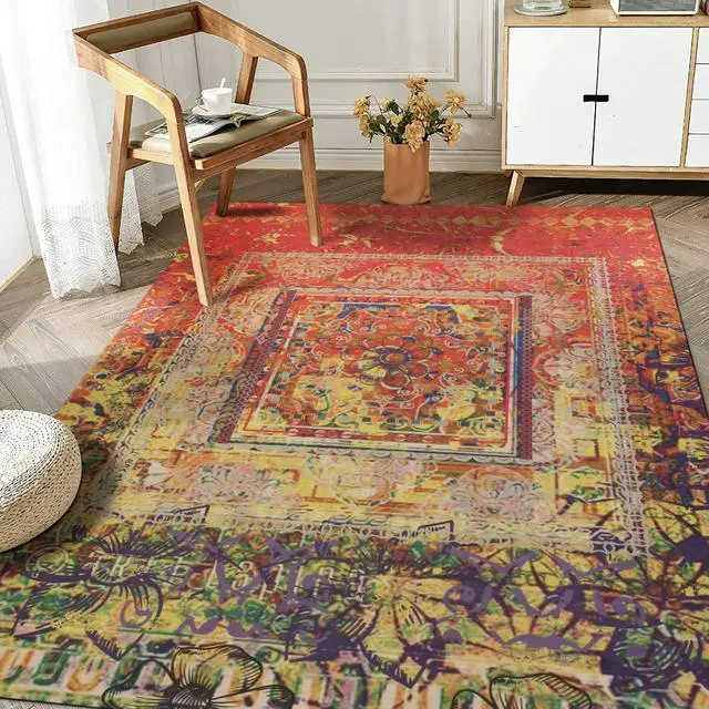 Main image of EORC FL14MU5X8 Machine-made Polyester Distressed Bohemian Moderno Rug, 5' 3 x 7' 6, Multicolored