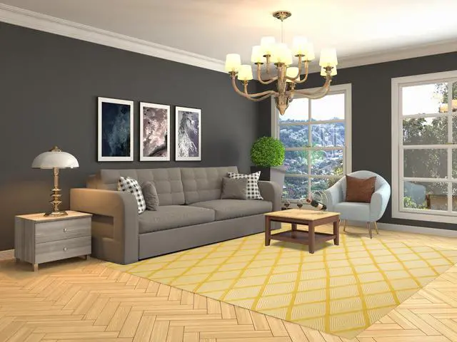 Main image of Handmade Wool Yellow Transitional Trellis Xavier Rug, Made in India