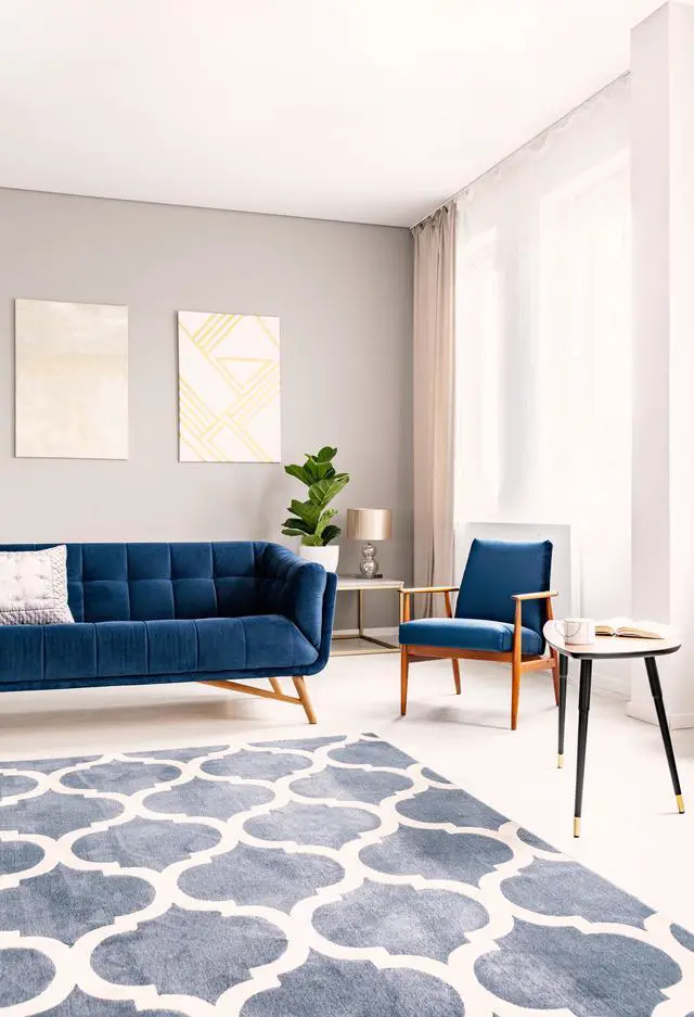 Alt view image 2 of 6 - Hand-Tufted Wool Blue Traditional Trellis Moroccan Rug, Made in India