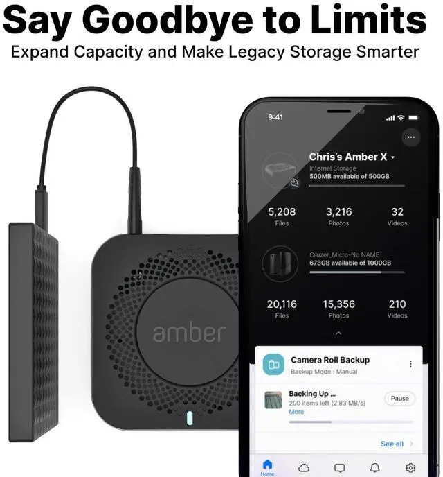 Alt view image 2 of 7 - Latticework Inc. Amber X 1TB SSD AI Wireless NAS Personal Cloud Storage+Home Assistant and Plex