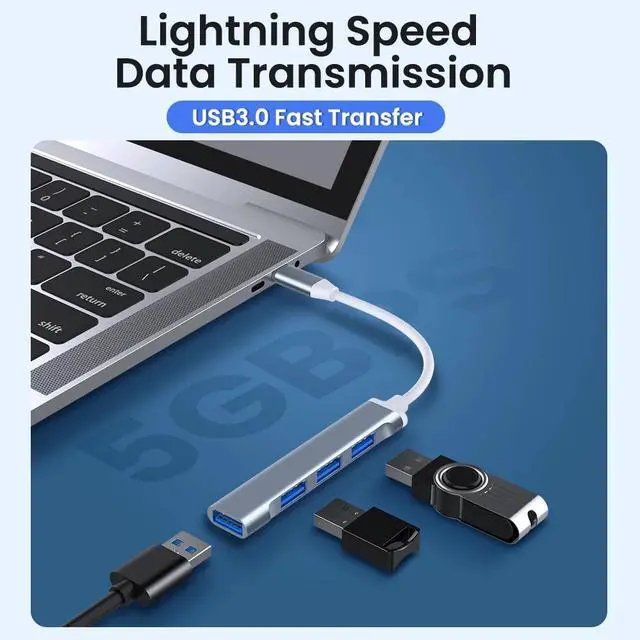 Alt view image 4 of 6 - 4 Ports USB Hub 3.0 Extender Type C to USB Splitter for Laptop Accessories OTG Multi Docking Station for Macbook 13 Pro Air PCColor: White (USB C HUB Gray)