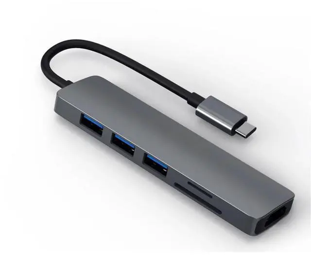 Alt view image 3 of 6 - Usb C Hub  Adapter To USB3.0 8K HDMI-compatible PD TF/SD Card Charging Port Converter for Mackbook LaptopColor: Grey (type c to hdmi)