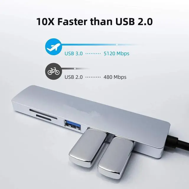 Alt view image 5 of 6 - Usb C Hub  Adapter To USB3.0 8K HDMI-compatible PD TF/SD Card Charging Port Converter for Mackbook LaptopColor: Grey (type c to hdmi)