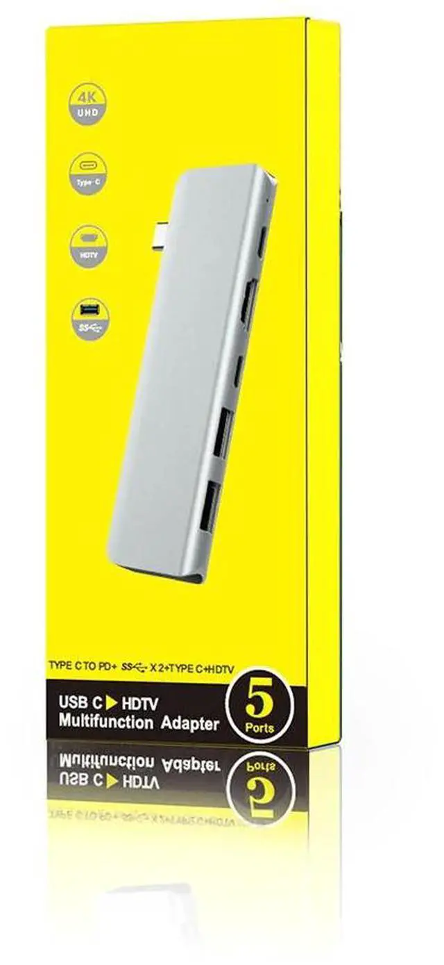 Alt view image 5 of 5 - USB C Hub Thunderbolt 3 Dock with HDMI-compatible Adapter PD 3.0 for MacBook Pro/Air M1 Type-cColor: black (usb c hub)