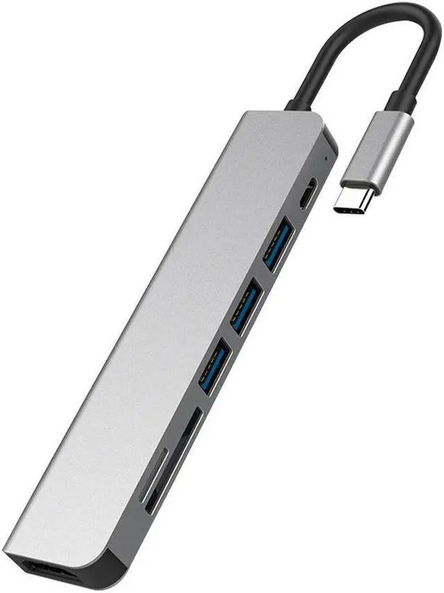 Alt view image 2 of 6 - USB 3.0 Hub For Laptop Adapter PC PD Charge 8 Ports Dock Station RJ45 HDMI-Compatible TF/SD Card Macbook Type-C SplitterColor: Yellow (4 IN 1 mode A)