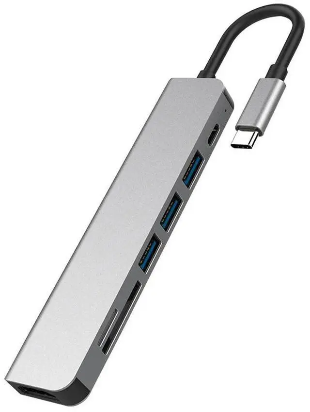 Alt view image 2 of 6 - USB 3.0 Hub For Laptop Adapter PC PD Charge 8 Ports Dock Station RJ49 HDMI-Compatible TF/SD Card Macbook Type-C SplitterColor: Blue (10 in 1 mode G)