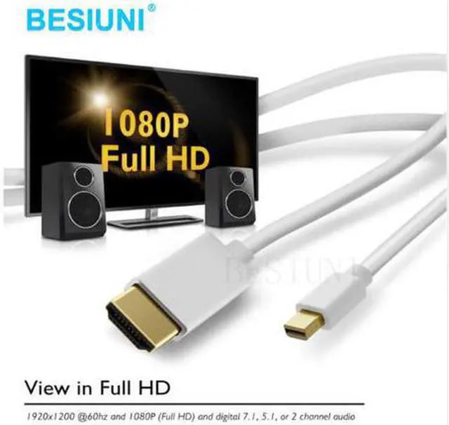 Main image of BESIUNI 1.10M Thunderbolt Displayport Mini Display Port DP to HDMI-compatible Male Adapter cable For Apple Macbook Mac AirLength: 1.8m
Color: Green (180CM MINIDP 2HDMI M)