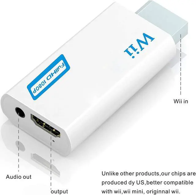 Alt view image 2 of 6 - Full HD 1080P Wii to HDMI-compatible Converter Adapter Wii2HDMI-compatible Converter 3.5mm Audio for PC HDTV Monitor DisplayColor: Black (Wii black)