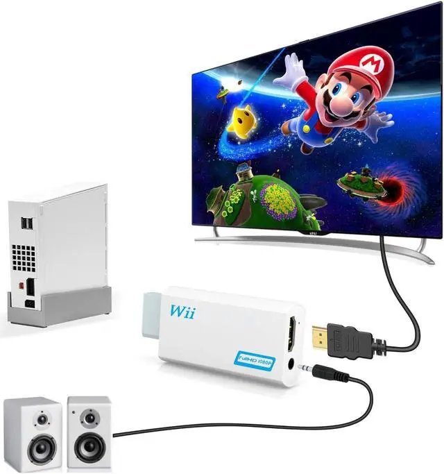 Alt view image 5 of 6 - Full HD 1080P Wii to HDMI-compatible Converter Adapter Wii2HDMI-compatible Converter 3.5mm Audio for PC HDTV Monitor DisplayColor: Black (Wii black)