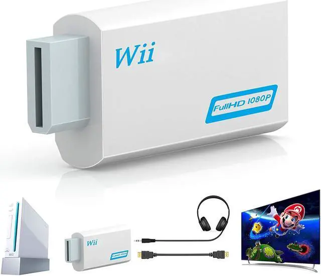 Alt view image 6 of 6 - Full HD 1080P Wii to HDMI-compatible Converter Adapter Wii2HDMI-compatible Converter 3.7mm Audio for PC HDTV Monitor DisplayColor: White (Wii Converter)
