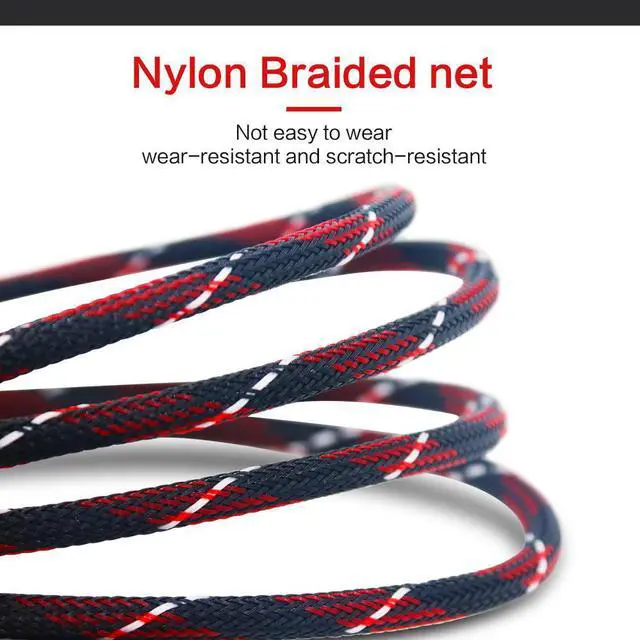 Alt view image 3 of 6 - HDMI-compatible Cable Gold Plated Connection with Red, black and white mesh 1080P,0.5m,1m,1.5m,2m,3m,5m,8m,10m,22mLength: 10m
Color: Blue (blue)