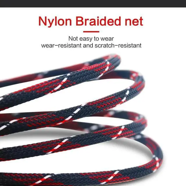 Alt view image 3 of 6 - HDMI-compatible Cable Gold Plated Connection with Red, black and white mesh 1080P,0.5m,1m,1.5m,2m,3m,5m,8m,10m,40mLength: 5m
Color: Red (red)