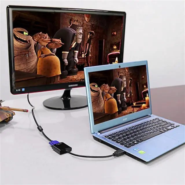 Alt view image 6 of 6 - HDMI-compatible to VGA Cable HD Male to VGA Female RGB Analog VGA Video Audio Converter Adapter Cables HD 1080P forPC Laptop DVDLength: <=0.5m (0.5m and below)
Color: blue (with audio)