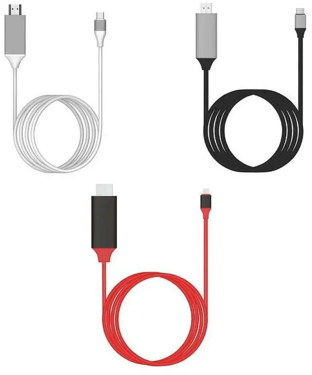 Alt view image 4 of 5 - USB C Type C To HDMI-compatible 2.0 Cable 4K HD Cable 4M Audio and Ethernet for HDTV / Projector High Speed CableLength: 2m
Color: Red (red)