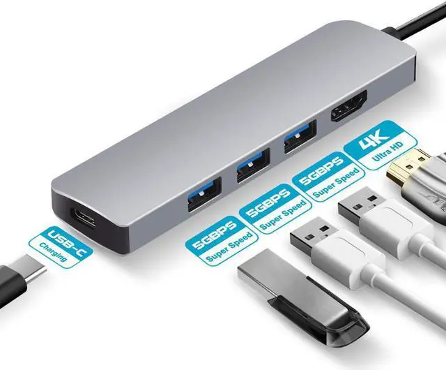 Alt view image 3 of 5 - USB C HUB Type C to 4K HDMI-compatible USB3.0 PD Charging Thunderbolt 4 Dock for Macbook Laptop phoneLength: <=0.5m (0.5m and below)
Color: Red (3 IN 1 HUB)