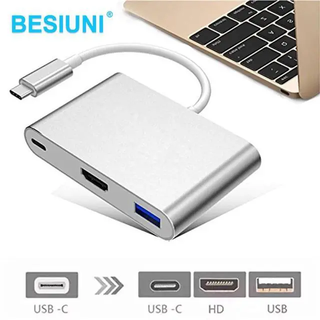 Main image of USB C Hub Dock Type C to USB3.0 4K HDMI-compatible PD Adapter Splitter Converter for  Macbook Pro Samsung S9 S10 Huawei P20 P32Color: White (Silver)