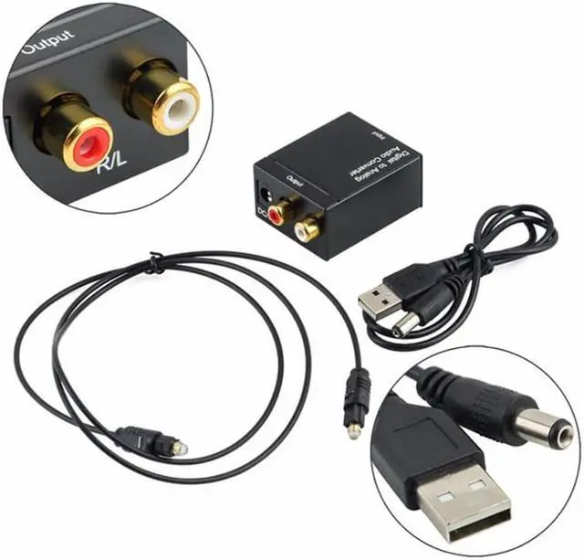 Alt view image 2 of 6 - 3.5MM Jack 3*RCA Digital to Analog Audio Converter Amplifier Decoder Optical Fiber Coaxial Signal to Analog Stereo Audio AdapterLength: <=0.5m (0.5m and below)
Color: Black (only convert)