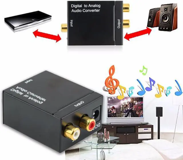 Alt view image 6 of 6 - 3.5MM Jack 3*RCA Digital to Analog Audio Converter Amplifier Decoder Optical Fiber Coaxial Signal to Analog Stereo Audio AdapterLength: <=0.5m (0.5m and below)
Color: Black (only convert)