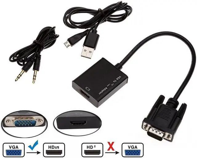 Main image of VGA to HDMI-compatible Converter Adapter Output 1080P HD with Audio VGA2HD TV AV to HDTV Video Cable Converter Adapter for TV PCLength: Other (VGA to HD)
Color: Black (type 2)