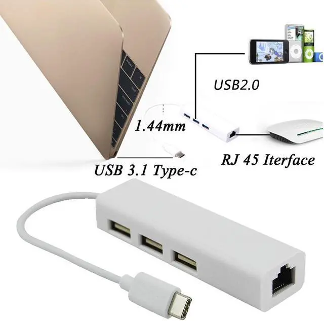 Main image of Type C 3.1 USB HUB 3 Ports To RJ45 Ethernet Network LAN Adapter USB2.0 Hub Splitter For Notebook Smartphone PC Accessories