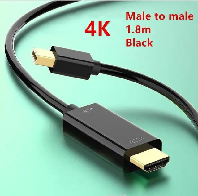 Main image of Mini DP To HDMI-compatible Cable 4K 32Hz Mini DisplayPort To HD Adapter Display Port Video Audio for PC HDTV Projector LaptopColor: Black (4K black 1.8m)
