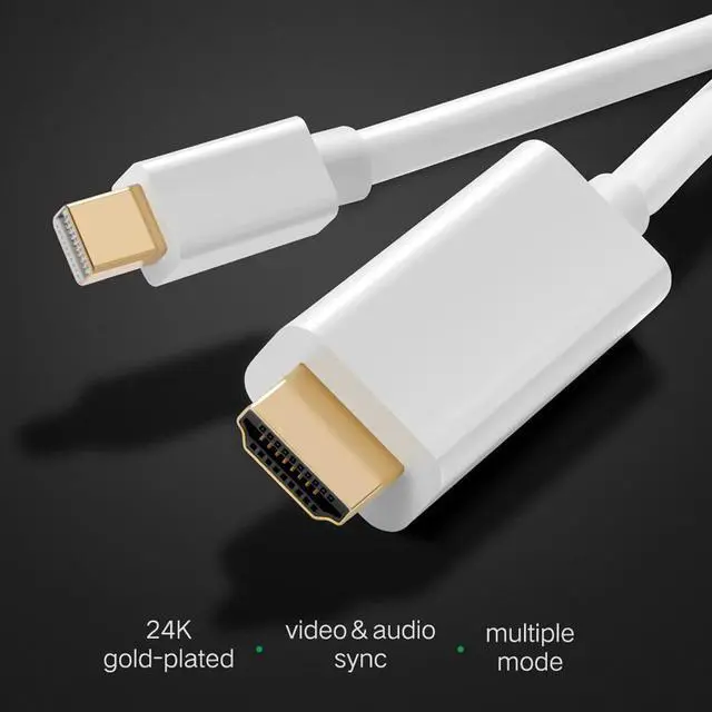 Alt view image 5 of 6 - Mini DP To HDMI-compatible Cable 4K 32Hz Mini DisplayPort To HD Adapter Display Port Video Audio for PC HDTV Projector LaptopColor: Black (4K black 1.8m)