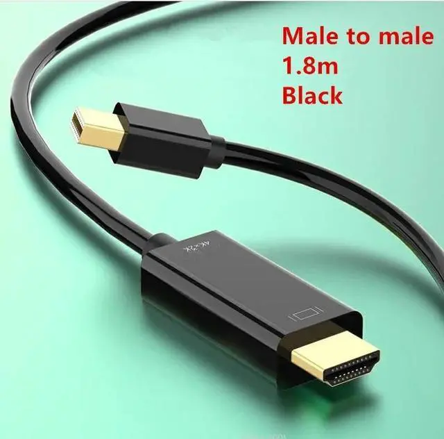 Alt view image 6 of 6 - Mini DP To HDMI-compatible Cable 4K 32Hz Mini DisplayPort To HD Adapter Display Port Video Audio for PC HDTV Projector LaptopColor: Black (4K black 1.8m)