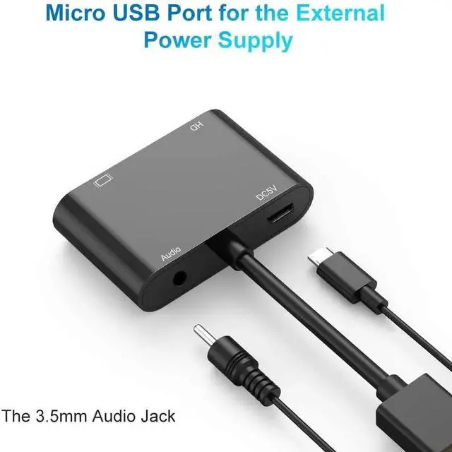 Alt view image 2 of 5 - HDMI-compatible To VGA HD Adapter HD VGA Splitter Dual Display At Same Time with audio for Pc Laptop Ultrabook