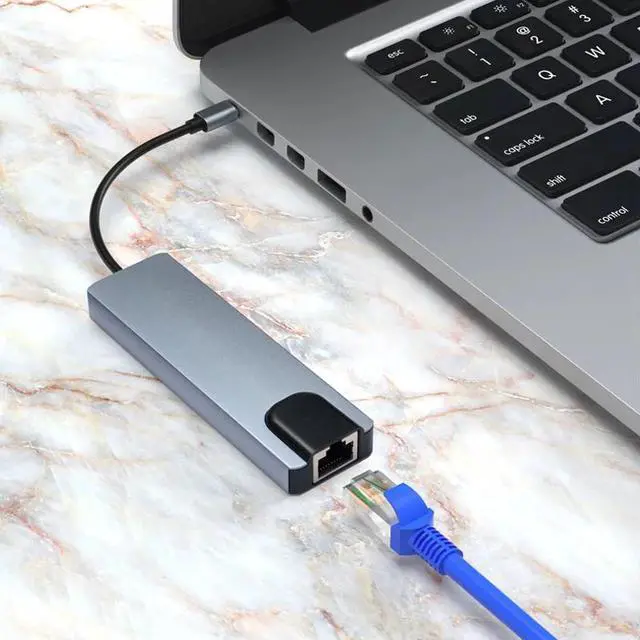 Alt view image 3 of 6 - Type C Usb C Hub with Power Supply USB-C Dock Splitter Compatible with MacBook/Pro/Air Android Phone Laptops TabletColor: Black (5 in 1 hub)