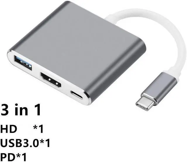 Main image of Type C Usb C Hub with Power Supply USB-C Dock Splitter Compatible with MacBook/Pro/Air Android Phone Laptops TabletColor: White (3 in 1 hub)