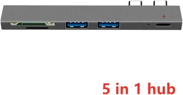 Main image of USB C Hub Thunderbolt 3 Dock with HDMI-compatible Adapter TF SD Reader PD 3.0 for for MacBook Pro/Air 2018 - 2021Length: <=0.5m (0.5m and below)
Color: Green (5 in 1 hub grey)