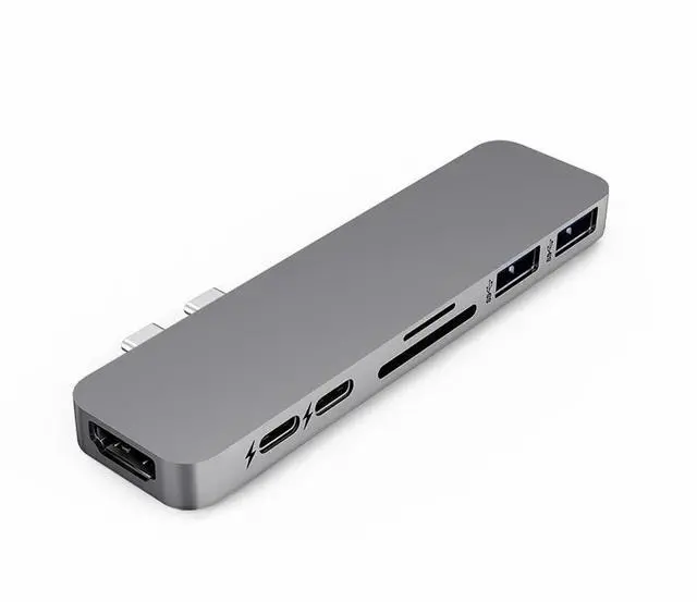 Alt view image 6 of 6 - USB C Hub Thunderbolt 3 Dock with HDMI-compatible Adapter TF SD Reader PD 3.0 for for MacBook Pro/Air 2018 - 2021Length: <=0.5m (0.5m and below)
Color: Green (5 in 1 hub grey)