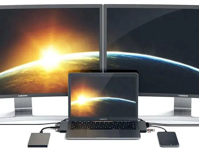 Alt view image 4 of 6 - USB C Hub Thunderbolt 3 Dock with HDMI-compatible Adapter TF SD Reader PD 3.0 for for MacBook Pro/Air 2018 - 2022Length: <=0.5m (0.5m and below)
Color: Blue (6 in 1 hub grey)