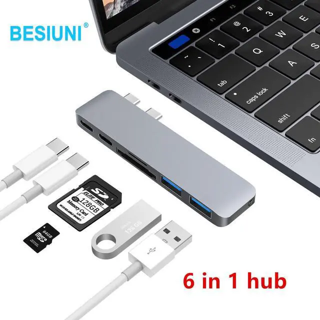 Main image of USB C Hub Thunderbolt 3 Dock with HDMI-compatible Adapter TF SD Reader PD 3.0 for for MacBook Pro/Air 2018 - 2022Length: <=0.5m (0.5m and below)
Color: Blue (6 in 1 hub grey)