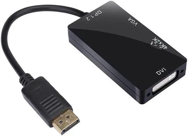 Alt view image 2 of 6 - DisplayPort 1.2 to HDMI-compatible 4K DVI VGA 3 in 2 Cable Adapter Converter For HDTV Monitor Projector For Gaming via HDColor: Red (1080P)