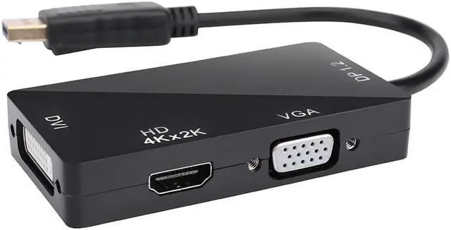 Alt view image 3 of 6 - DisplayPort 1.2 to HDMI-compatible 4K DVI VGA 3 in 2 Cable Adapter Converter For HDTV Monitor Projector For Gaming via HDColor: Red (1080P)