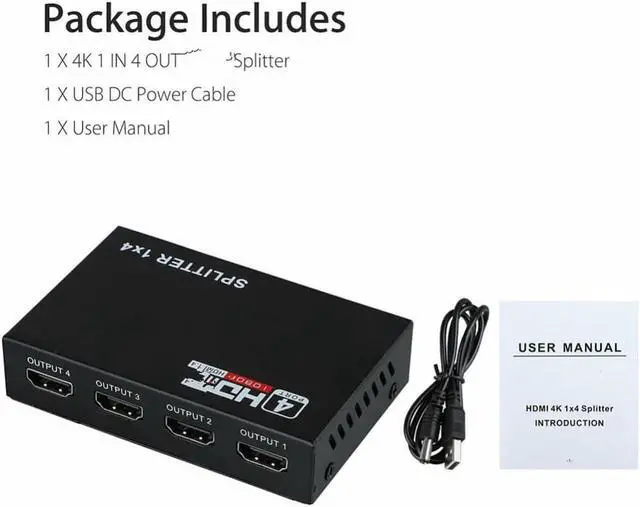 Alt view image 6 of 6 - 3D 1080P HDMI-compatible Splitter HDCP 1 in 4 out Power Signal Amplifier 1x7 Audio Spliter Switch HD Converter AdapterLength: 1.5m (EU Plug)
Color: Other (1x4 Splitter)