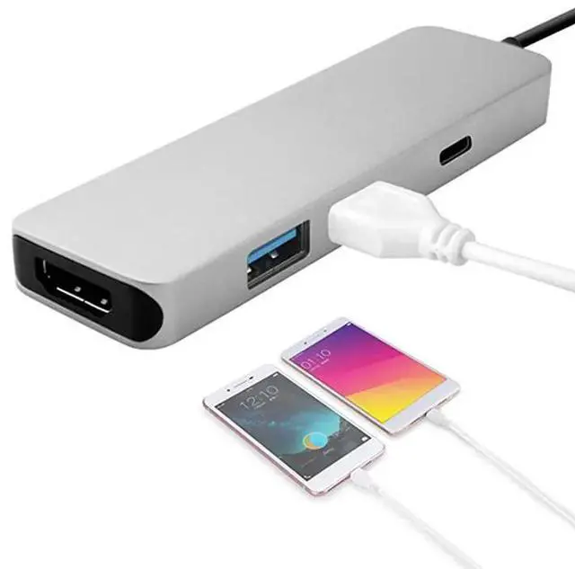 Alt view image 3 of 6 - USB 3.1 Type-C Hub To HDMI-compatible 4K Thunderbolt 3 USB C with Usb3.0 TF SD Reader Slot PD for MacBook Pro/Air/Huawei MateColor: Blue (3 in 1 hub black)