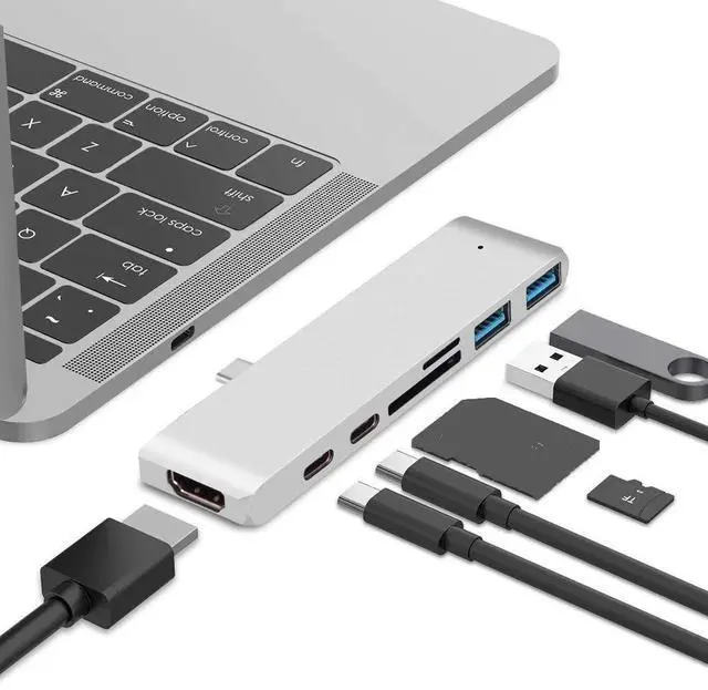 Alt view image 5 of 6 - USB C Hub Type C To Hdmi HDMI-compatible USB 3.0 SD TF Card Reader Adaptors Dock Splitter for MacBook Sumsang S8 S9 Huawei P30Color: Blue (4 in 1 hub)