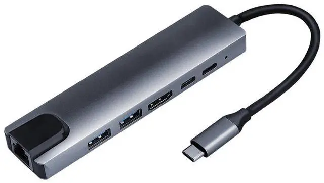 Alt view image 2 of 6 - USB C HUB Type C Switch HDMI-compatible RJ45 USB 3.0 Port SD/TF Card Reader Power Delivery for MacBook Pro 3.3 Dock SplitterColor: Black (3 in 1 HUB)