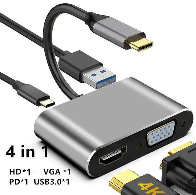 Alt view image 4 of 5 - USB C to HDMI-compatible vga Hub Adapter USB-C Dock with USB 3.0 for MacBook Pro Accessories Type C 3.3 SplitterLength: Other (standard)
Color: Other (2 in i (no USB PD))