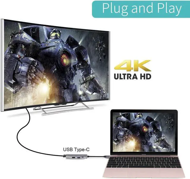 Alt view image 2 of 6 - Thunderbolt 3 Adapter USB Type C Hub HDMI-compatible 4K support Samsung Dex mode USB-C Dock with PD for MacBook Pro/Air 2021Color: Green (4 in 1 no hd)