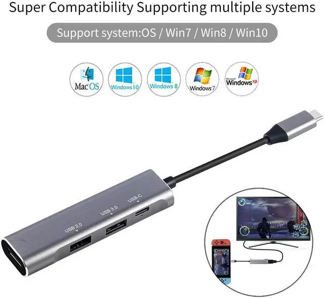 Alt view image 5 of 6 - Thunderbolt 3 Adapter USB Type C Hub HDMI-compatible 4K support Samsung Dex mode USB-C Dock with PD for MacBook Pro/Air 2021Color: Green (4 in 1 no hd)