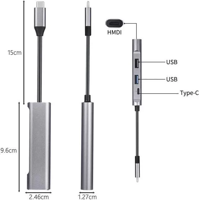 Alt view image 4 of 6 - Thunderbolt 3 Adapter USB Type C Hub HDMI-compatible 4K support Samsung Dex mode USB-C Dock with PD for MacBook Pro/Air 2021Color: Green (4 in 1 no hd)