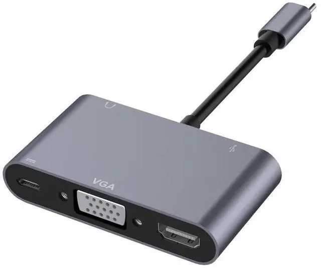 Alt view image 2 of 6 - Type C Dock Adapter Thunderbolt 3 USB C Hub To HDMI-compatible VGA 3.5mm Jack USB3.0 PD Splitter for MacBook Pro Laptop PhoneColor: Red (4 in 1 hub)