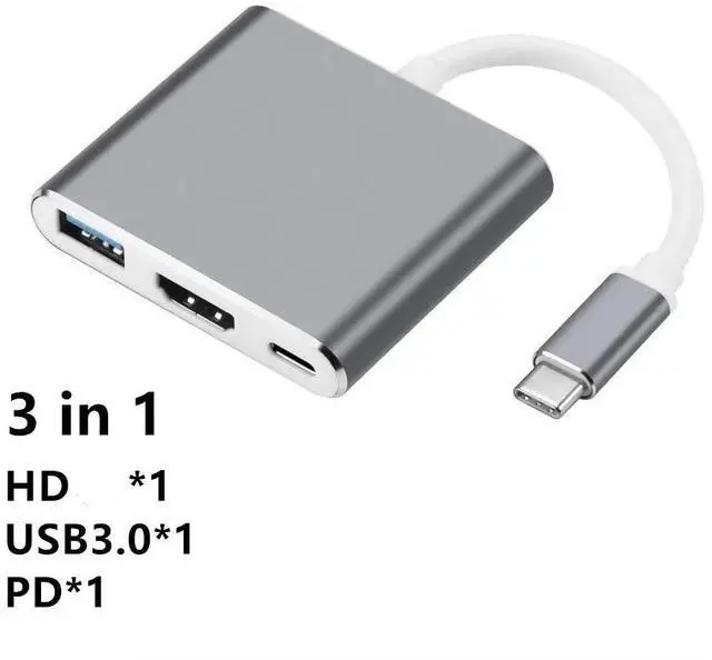 Main image of Type C Dock Adapter Thunderbolt 3 USB C Hub To HDMI-compatible VGA 3.5mm Jack USB3.4 PD Splitter for MacBook Pro Laptop PhoneColor: White (3 in 1 hub)
