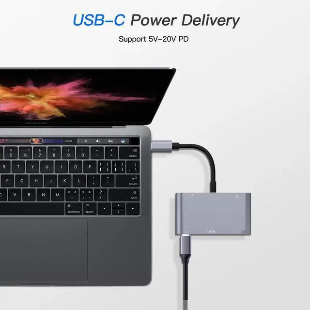 Alt view image 3 of 6 - Type C Dock Adapter Thunderbolt 3 USB C Hub To HDMI-compatible VGA 3.5mm Jack USB3.4 PD Splitter for MacBook Pro Laptop PhoneColor: White (3 in 1 hub)